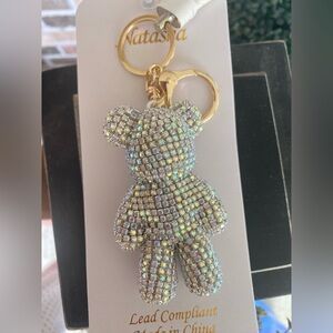 Natasha Couture Iridescent Crystal Teddy Bear Keychain